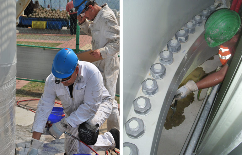 Windkraftanlage Injektionen in Betonfundamente